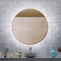 Spiegel Gliss Design Oko Koper Rond LED Verlichting 80 cm