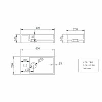 Fonteinpack Solid Surface Rechts Mat Wit 40x22x10 cm (Keuze uit 4 zwarte kranen)