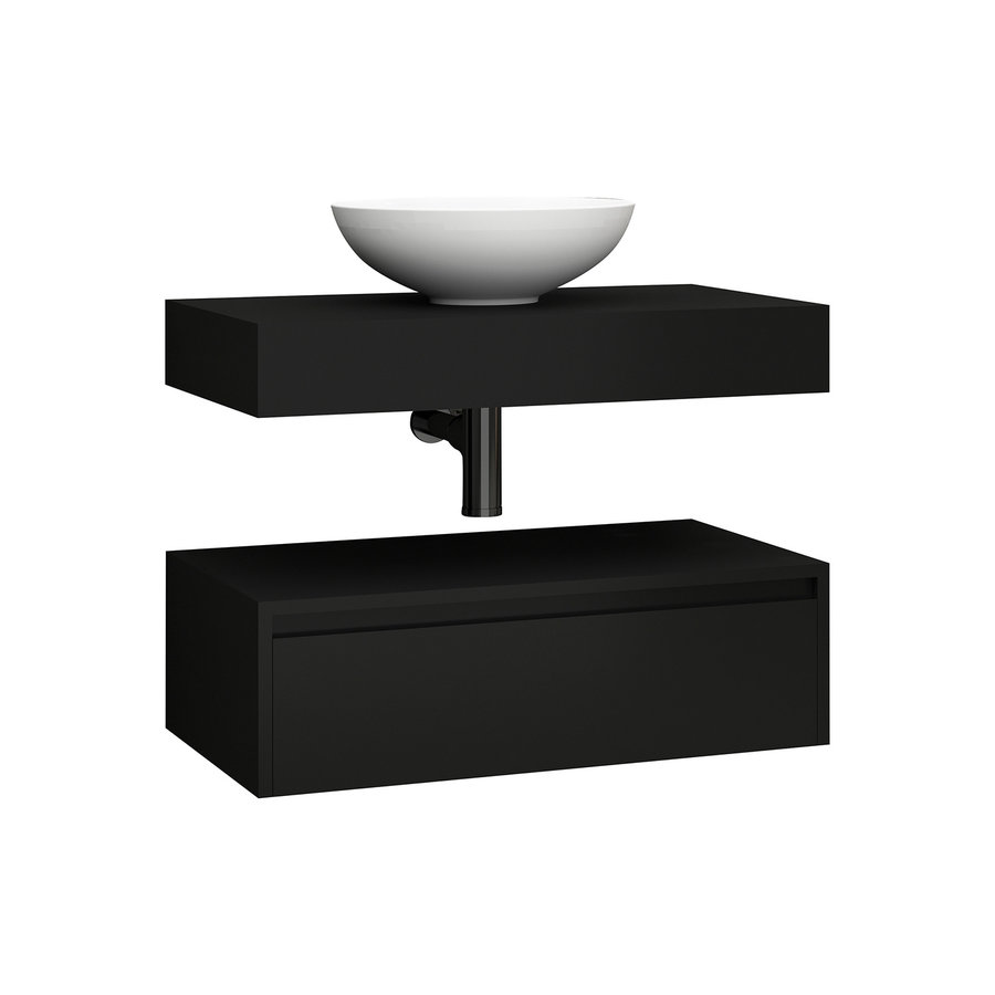 Onderkast Aquasplash Lina met Wastafelblad 80x50cm Mat Zwart