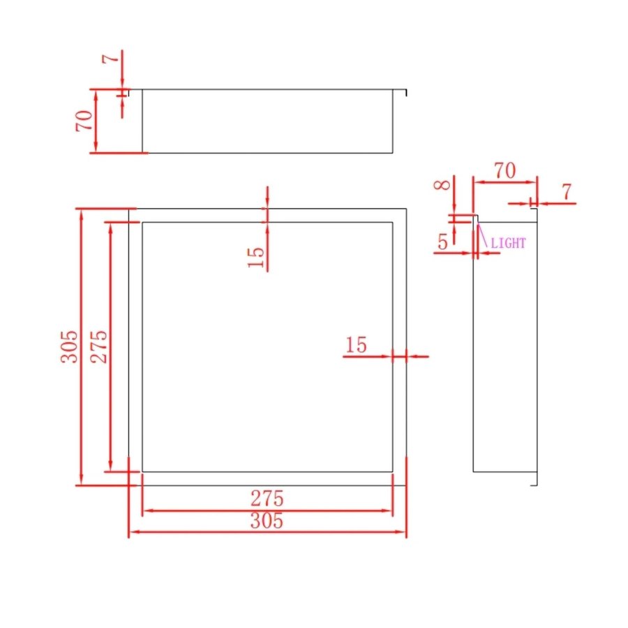 Inbouwnis Met LED Verlichting Aquasplash Lucio 30x30 Mat Goud