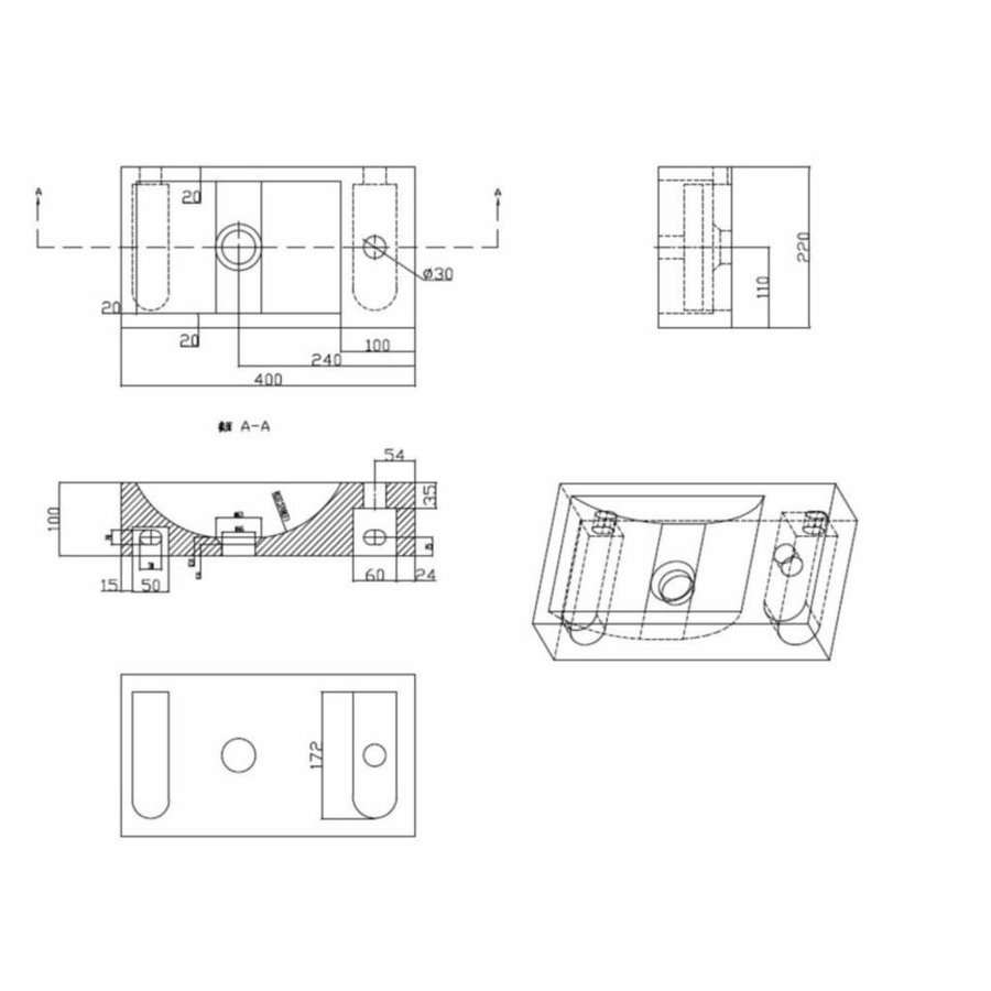 Fonteinset Cura Natuursteen Rechts 40X22X10 Cm Rvs (Keuze Uit 8 Kranen)