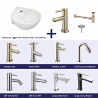 Fonteinset Kratos Keramiek 35X35X14.5 Cm Rvs (Keuze Uit 8 Kranen)