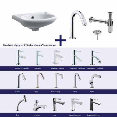 Fonteinset Horus Keramiek 38X25X9 Cm Chroom (Keuze Uit 20 Kranen) 