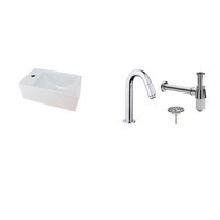 Fonteinset Chepri Mini Xxs 30,5X18X11 Cm Links Chroom (Keuze Uit 20 Kranen)