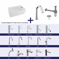 Fonteinset Chepri Mini Xxs 30,5X18X11 Cm Rechts Chroom (Keuze Uit 20 Kranen)