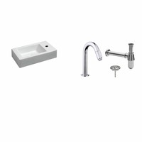 Fonteinset Chepri Keramiek Rechts 46X26X11 Cm Chroom (Keuze Uit 20 Kranen)