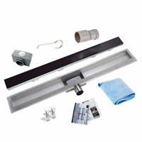 RVS Douchegoot Met los sifon en GLAS rooster 7cm breed (50 t/m 110cm)