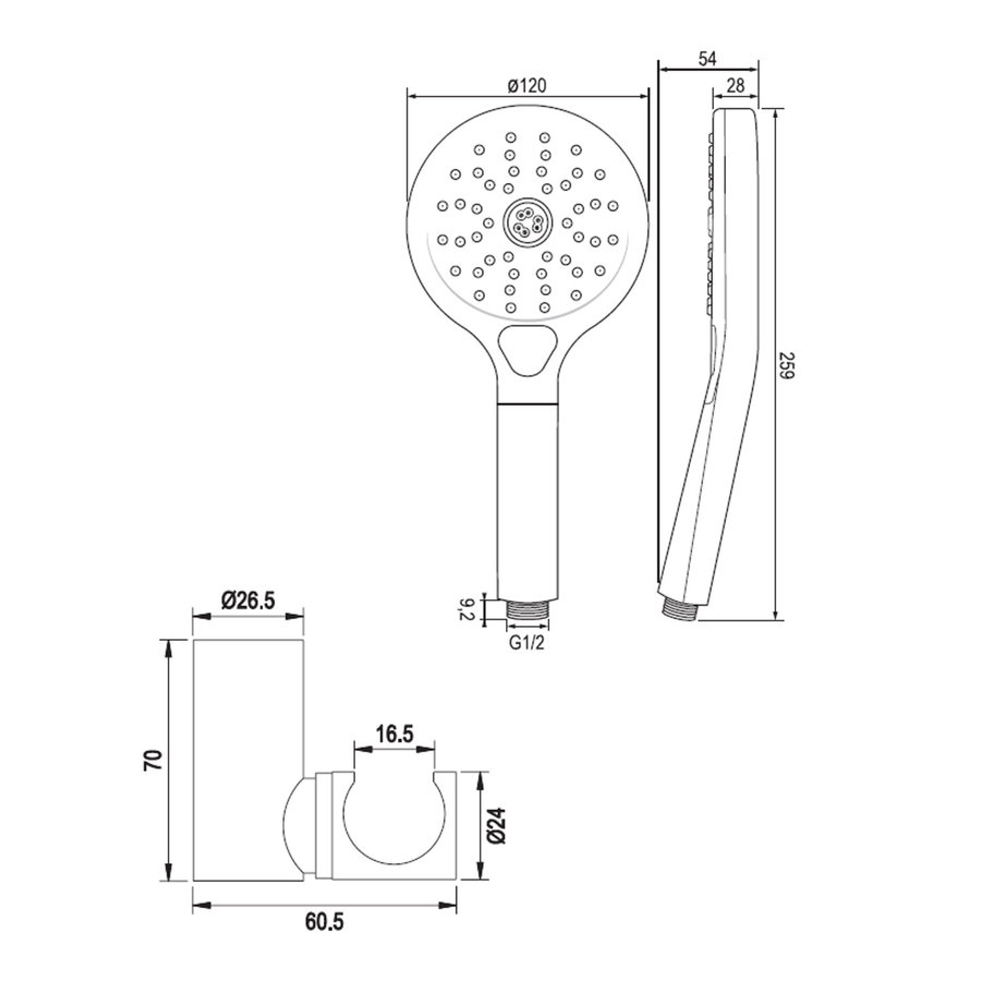 Opbouwset Bad- en Douchekraan Brauer Copper Edition Thermostatisch Met Wandhouder En Handdouche 3 Standen Geborsteld Koper