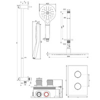 Regendoucheset Inbouw Brauer Copper Carving Thermostatisch 30cm met 3-Weg Omstelling, Plafondarm, Glijstang en Handdouche 3-Standen Geborsteld Koper