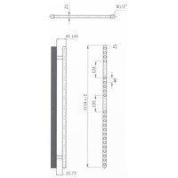 Elektrische Design Radiator Sanicare Plug & Play 111,8x45 cm Inox Look 596 Watt Met Zwarte Thermostaat Links