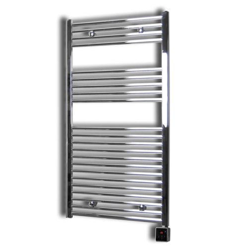 Elektrische Design Radiator Sanicare Plug & Play 111,8x45 cm Chroom 435 Watt Met Chroom Thermostaat En Bluetooth Links 