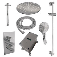 Inbouw Regendouche Set Brauer Chrome Edition Plafond Uitloop Ronde Hoofddouche 30 cm Met Glijstang en Handdouche 3 Standen