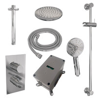 Inbouw Regendouche Set Brauer Chrome Edition Plafond Uitloop Ronde Hoofddouche 20 cm Met Glijstang en Handdouche 3 Standen