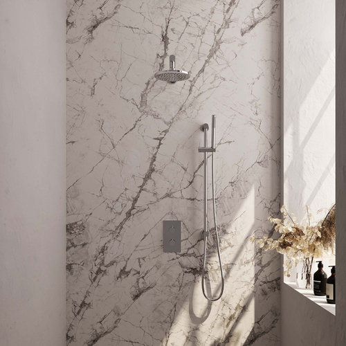 Inbouw Regendouche Set Brauer Chrome Edition Wanduitloop Ronde Hoofddouche 20 cm Met Glijstang 