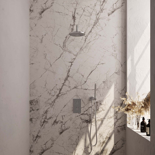 Inbouw Regendouche Set Brauer Chrome Edition Gebogen Wanduitloop Ronde Hoofddouche 20 cm 