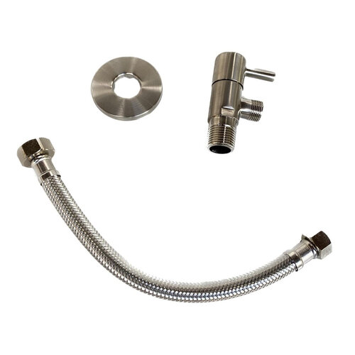 Hoekstopkraan BWS Brondby met Flexslang Geborsteld Nikkel 