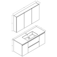 Badkamermeubelset Sanimar Genua 120 cm Inclusief Spiegelkast Betonlook