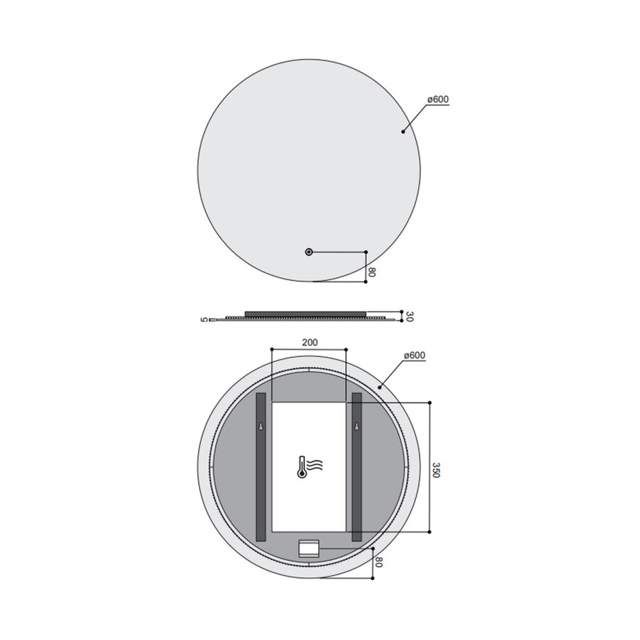Badkamerspiegel Hotbath Cobber 60 cm Incl LED En Spiegelverwarming IP44
