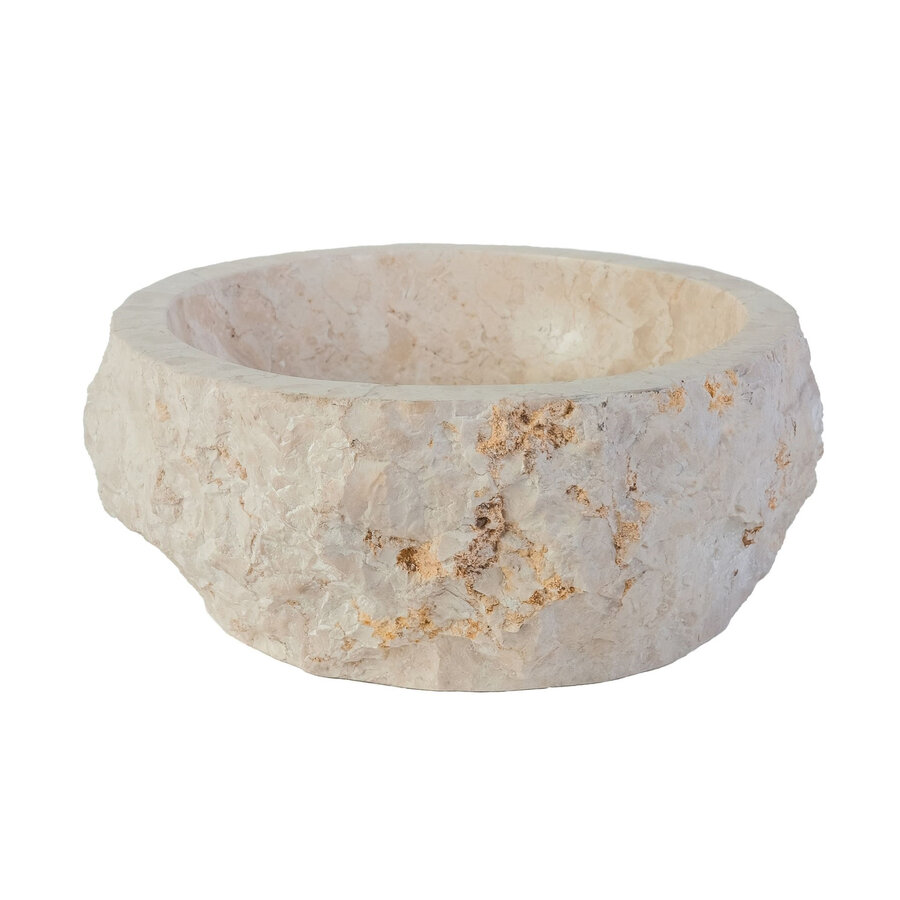 Waskom BWS Stone Rond 30-35x30-35x15 cm Natuurmarmer Creme