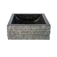 Waskom BWS Stone Vierkant 40x40x15 cm Natuursteen Zwart