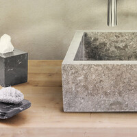 Waskom BWS Stone Vierkant 40x40x15 cm Gepolijst Natuursteen Grijs