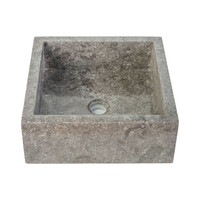 Waskom BWS Stone Vierkant 40x40x15 cm Gepolijst Natuursteen Grijs