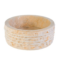 Waskom BWS Stone Rond 40x40x15 cm Gepolijste Binnenzijde Natuursteen Creme