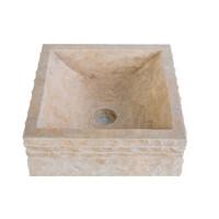 Waskom BWS Stone Vierkant 40x40x15 cm Natuursteen Creme