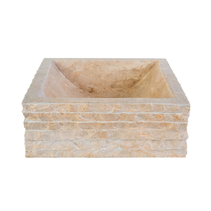 Waskom BWS Stone Vierkant 40x40x15 cm Natuursteen Creme