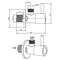 Hoekstopkraan Differnz Met Rozet 1/2x3/8 mm Chroom