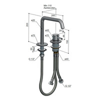 Wastafelmengkraan Hotbath Archie 2 Gats Zonder Waste RVS316
