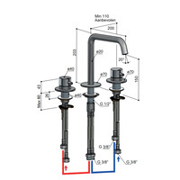 Wastafelmengkraan Hotbath Archie 3 Gats Zonder Waste RVS316