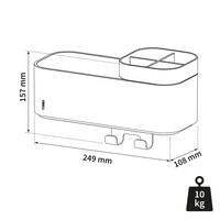 Opbergbakje Tiger 2-Store met Handdoekhaak en Tandenborstelhouder 25 cm Zwart