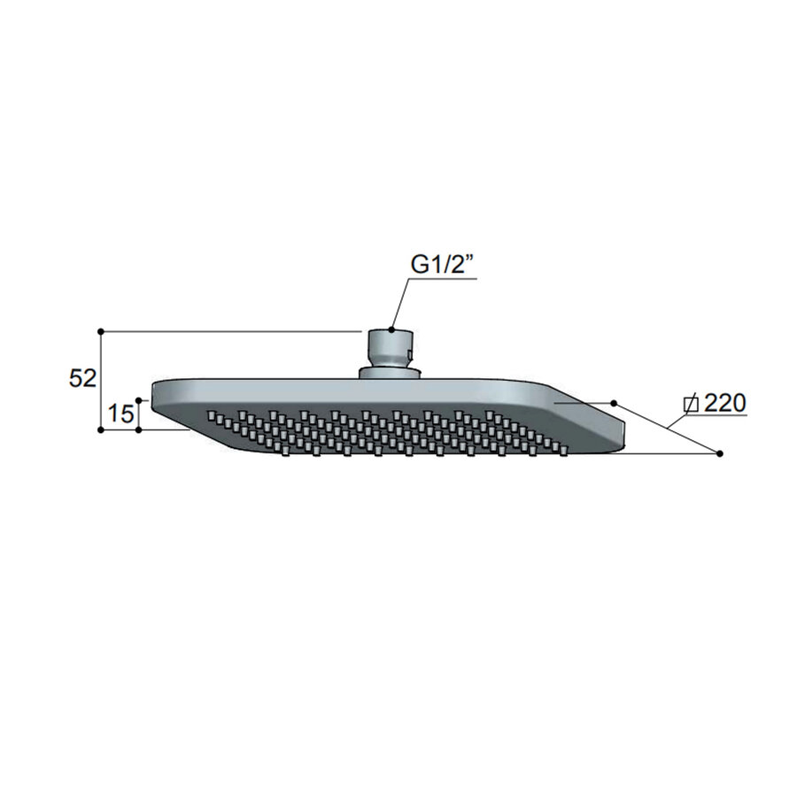 Hoofddouche Hotbath Gal Vierkant 22x22 cm Chroom