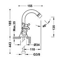 Bidetmengkraan Tres Clasic 2 Kruisgreep Chroom