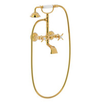 Douchemengkraan Tres Clasic 2 Kruisgreep Incl Handdouche met Steun Goud