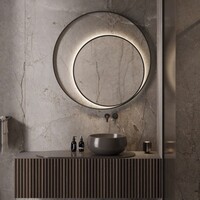 Designspiegel Martens & Meijer Athene Rond met Frame en Indirecte LED Verlichting 120 cm Mat Zwart