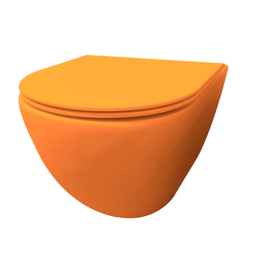 Wandcloset Best Design Morrano Rimfree Blinde Bevestiging incl Zitting Mat Oranje