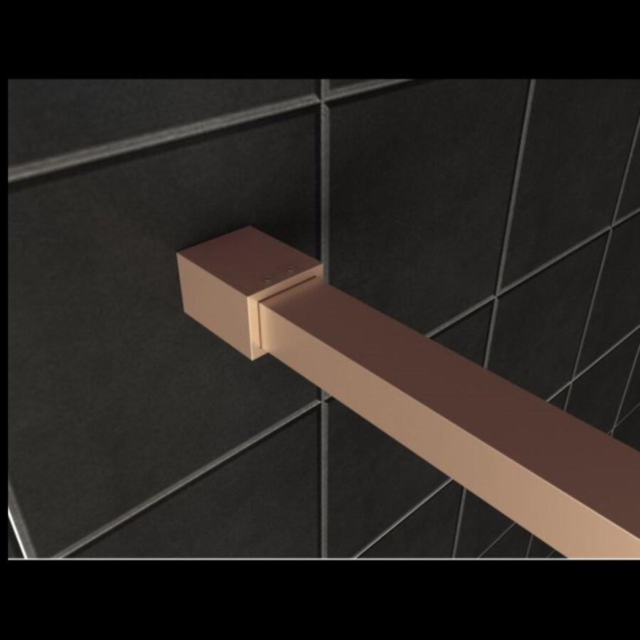 AQS Inloopdouche Pro Line Rookglas met Middenband 8mm Nano Coating Geborsteld Brons Koper Profiel en Stang (ALLE MATEN)