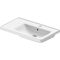 Wastafel Duravit D-Neo Rand Overloop Kraanvlak 1 Kraangat 80 cm Hoogglans Wit Rechts