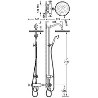 Regendoucheset Tres Clasic Thermostatische Opbouw Incl. Handdouche Doucheslang 170 cm Verouderd Messing