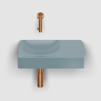 Clou Vale Fontein Met Voorbewerkt Kraangat Rechts Met Geintegreerde Afvoer Mat Blauw Keramiek 38 cm