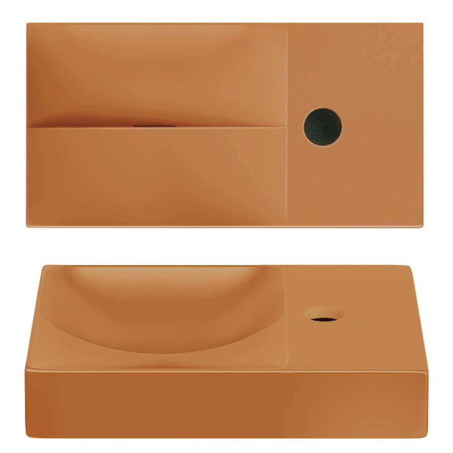 Clou Vale Fontein Met Kraangat Rechts Mat Italiaans Zand Keramiek 38 cm