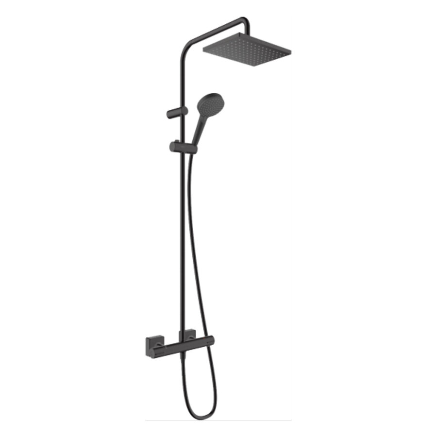 Regendouche set HansGrohe Vernis Shape Showerpipe 230 1 Jet met Douchethermostaat Mat Zwart