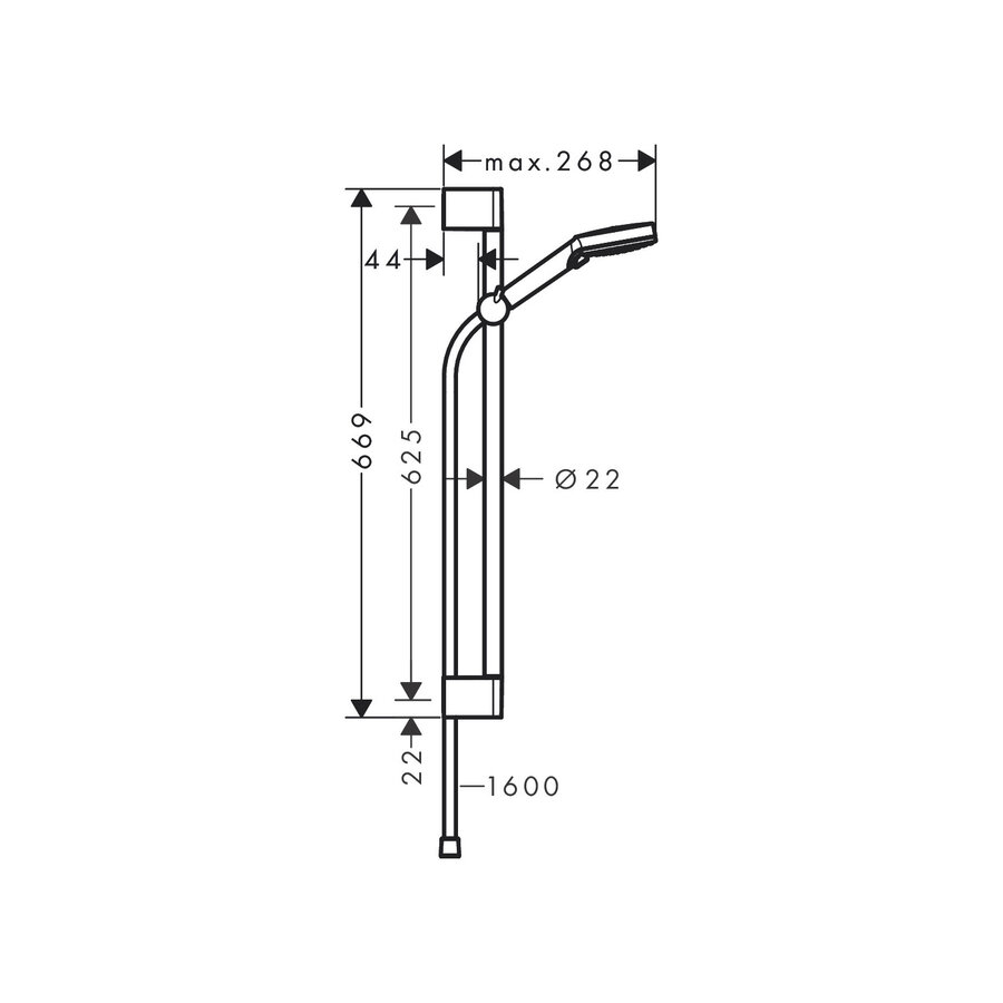 Doucheset HansGrohe Vernis Blend 2 Jet Glijstang 65 cm Project Pack Chroom (6 Stuks)