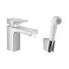 Hansgrohe Wastafelmengkraan HansGrohe Vernis Shape Eengreeps 100 Zinc Met Handdouche en Doucheslang 160 cm Chroom