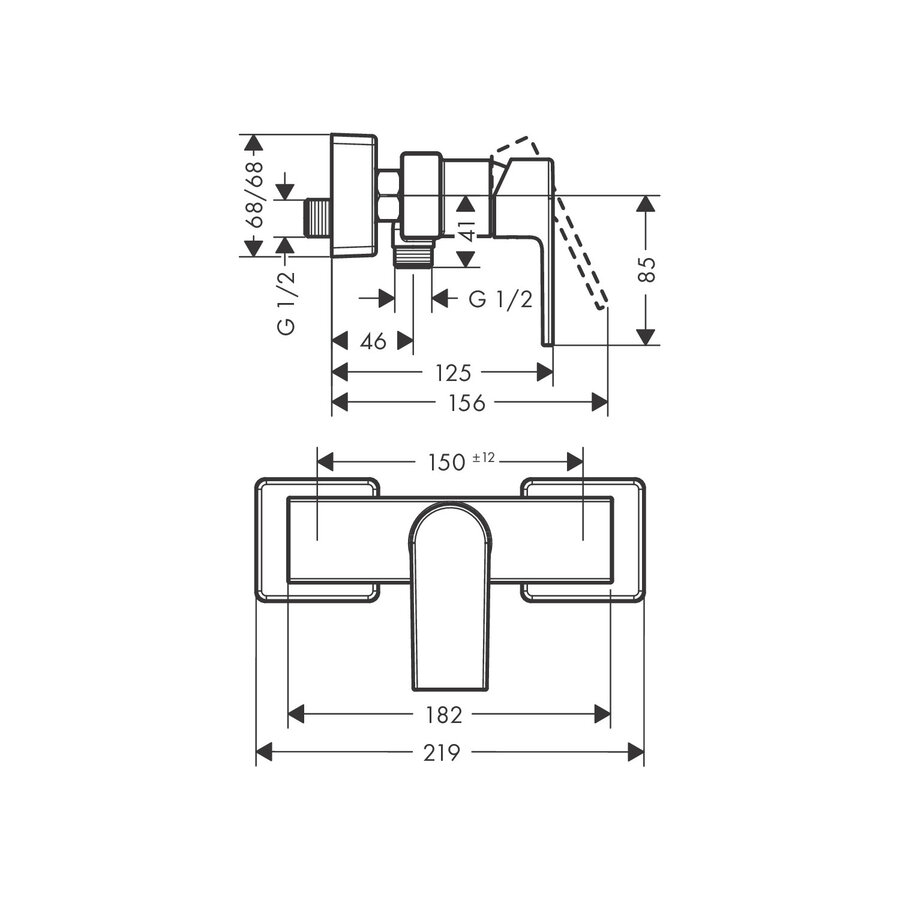 Douchekraan Opbouw HansGrohe Vernis Shape Eengreeps Projecten 6 Stuks Chroom