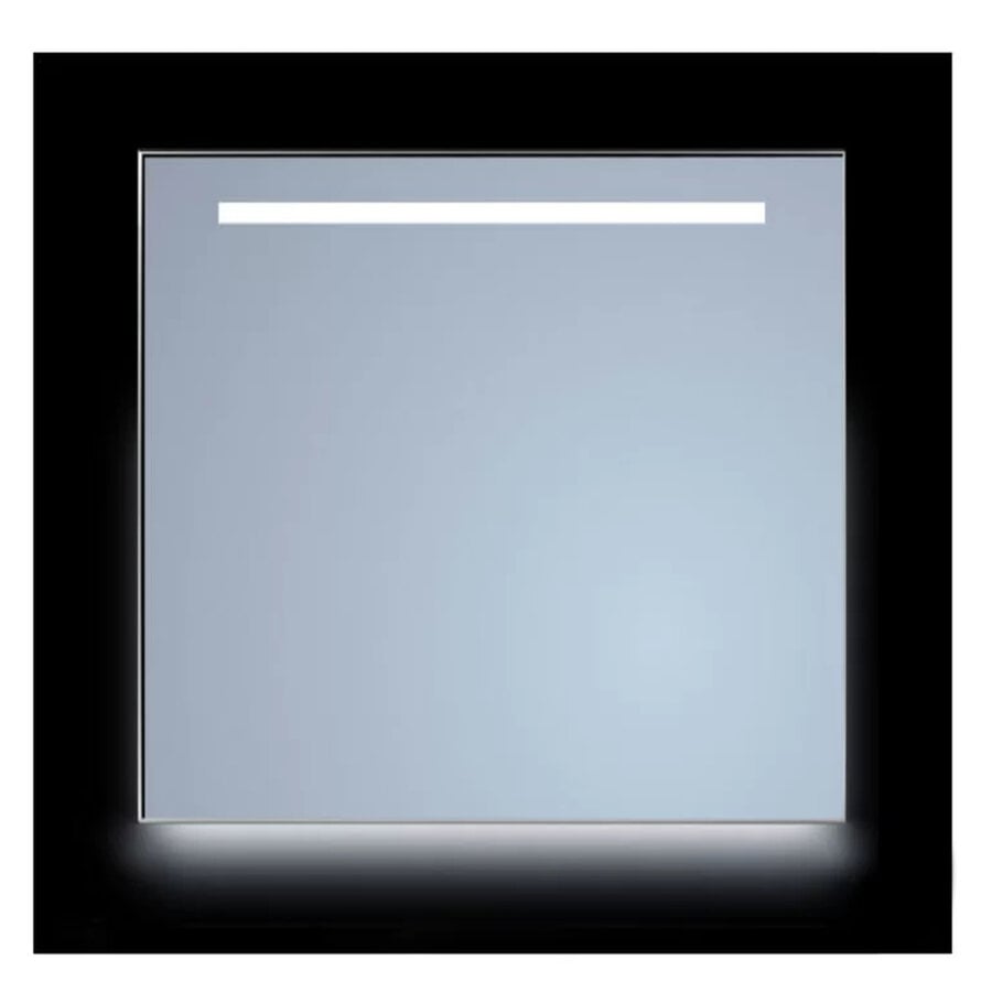 Spiegel Sanicare Q-Mirrors 60x70 cm Vierkant Met Aan De Bovenkant & Onderzijde LED Warm White, Omlijsting Aluminium incl. ophangmateriaal Zonder Schakelaar