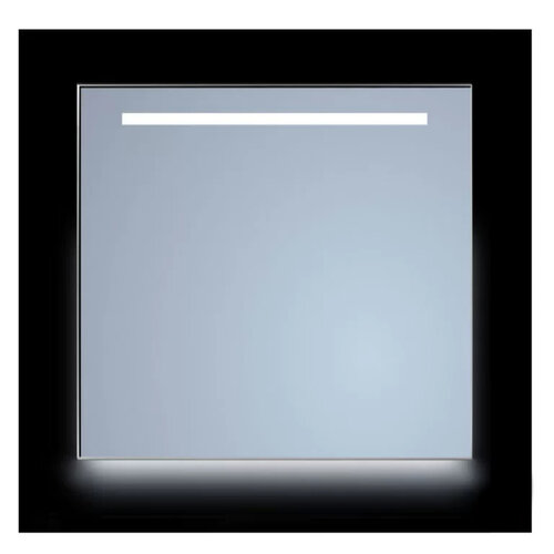 Spiegel Sanicare Q-Mirrors 100x70 cm Vierkant Met Aan De Bovenkant & Onderzijde LED Cold White, Omlijsting Chroom incl. ophangmateriaal Met Afstandsbediening 