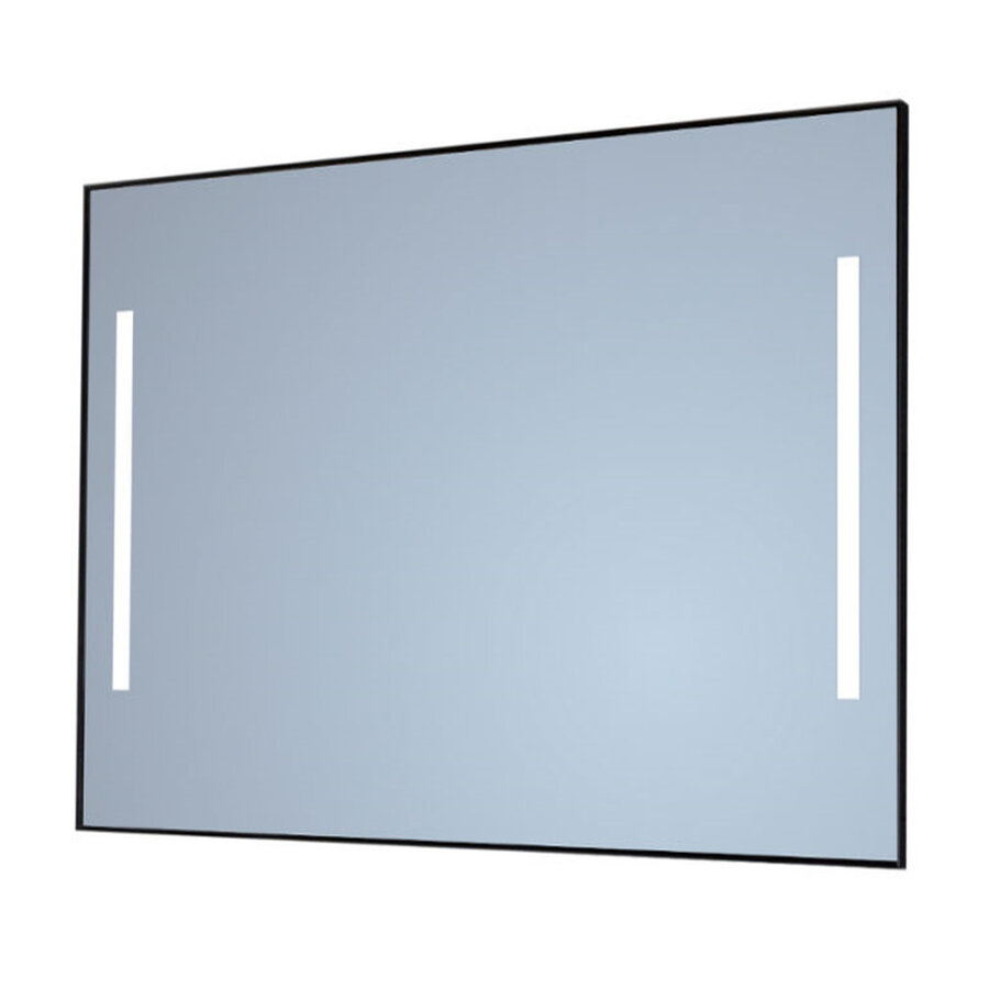 Spiegel Sanicare Q-Mirrors 100x70 cm Vierkant Met Links & Rechts LED Cold White, Omlijsting Aluminium incl. ophangmateriaal Zonder Schakelaar